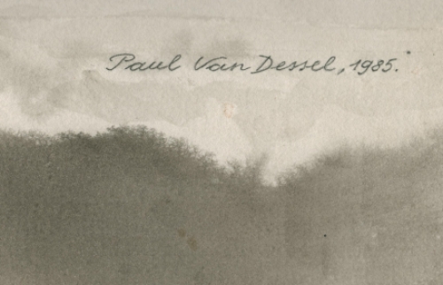 Aquarel 1985 Mediteer met de zon