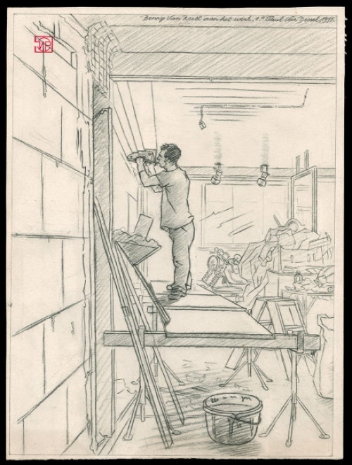 Tekening van de Belgische kunstenaar Paul Van Dessel kopen