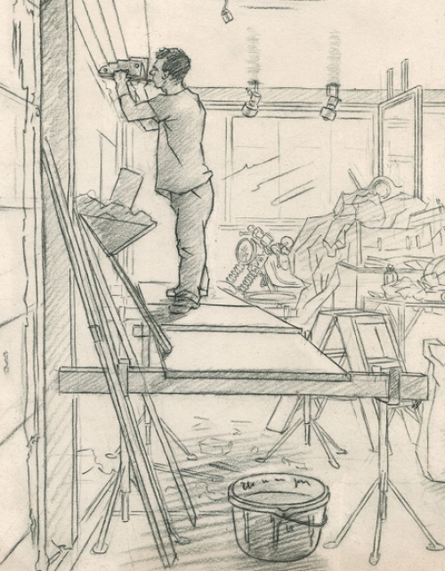 Potloodtekening van de Antwerpse kunstenaar Paul Van Dessel kopen