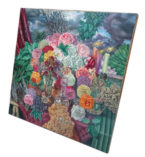 Bloemenschilderij van P. Van Dessel