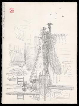 gefixeerde tekening van de Belgische kunstenaar Paul Van Dessel kopen