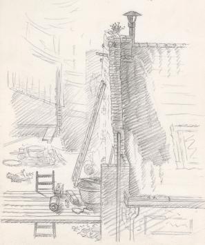 Paul Van Dessel met een tekening uit 1994