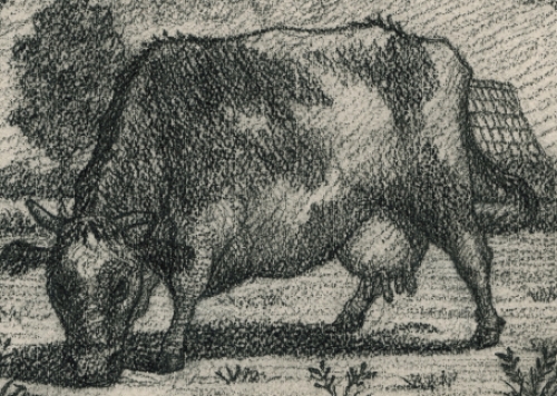 Paul Van Dessel met een tekening uit 1987