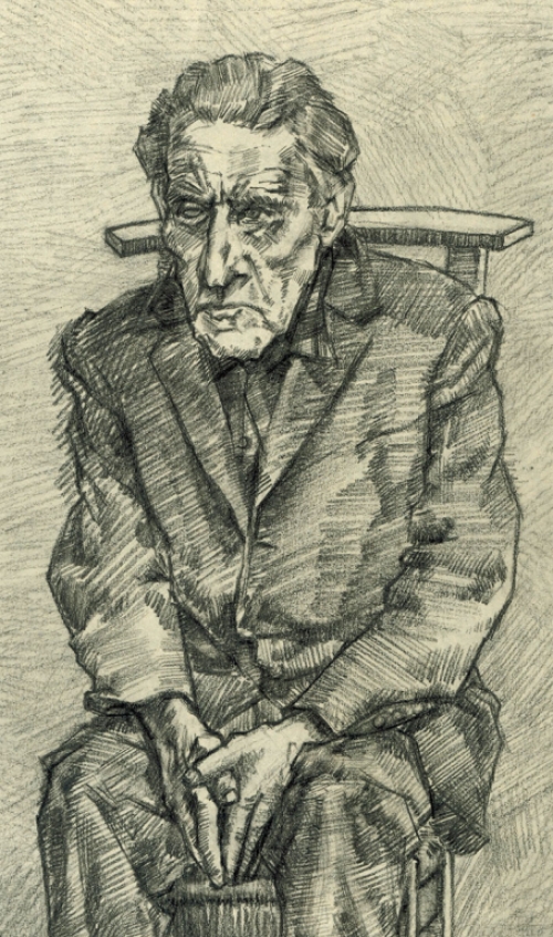 Paul Van Dessel met een tekening uit 1978