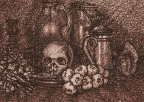 Paul Van Dessel met een pasteltekening