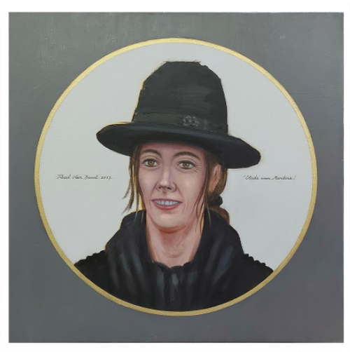 de Belgische kunstenaar Paul Van Dessel met een tekening