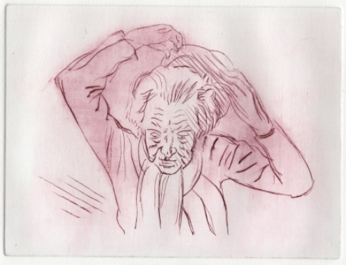 Paul Van Dessel met een ets uit 1990