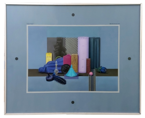 de Belgische kunstenaar Paul Van Dessel met een schilderij