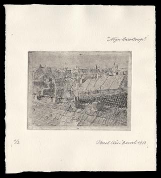 de Belgische kunstenaar Paul Van Dessel met een ets