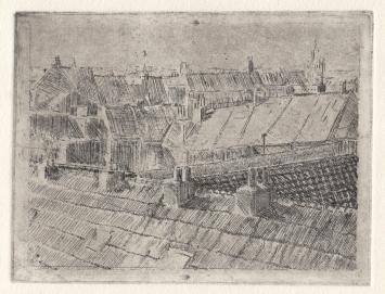 Paul Van Dessel met een kleine ets