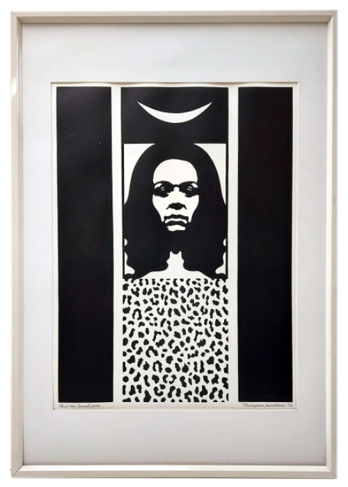 de Belgische kunstenaar Paul Van Dessel met een linocut