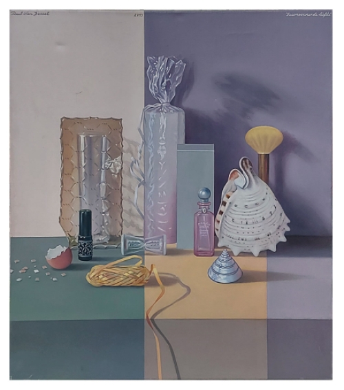 de Belgische kunstenaar Paul Van Dessel met een tekening