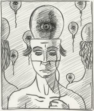 Tekening van Paul Van Dessel, Antwerpse kunstenaar