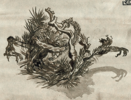 Paul Van Dessel met een voorstudie uit 1985