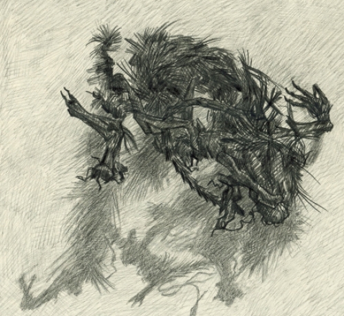 Paul Van Dessel met een voorstudie uit 1985