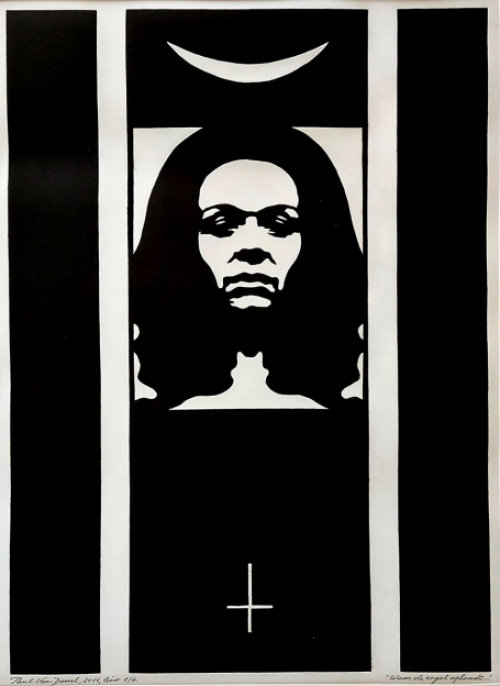 Paul Van Dessel met een linosnede uit 2016