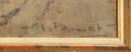 Landschapsschilderij geschilderd door H.J. Pauwels