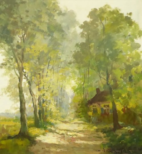 Olieverfschilderij van H J Pauwels veldwegel