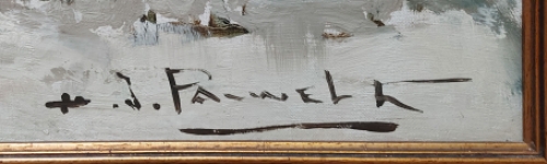 Landschapsschilderij met hoeve geschilderd door H.J. Pauwels