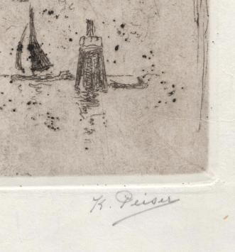 Gezicht op de Antwerpse kathedraal met boten op de Schelde, 1st staat