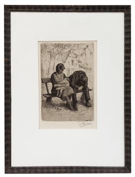 Kurt Peiser met een kleine ets