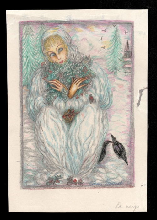 Potloodtekening van de Franse kunstenares Hélène Perdriat