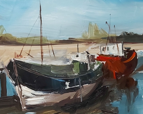 Twee bootjes geschilderd door Petrus Valckx