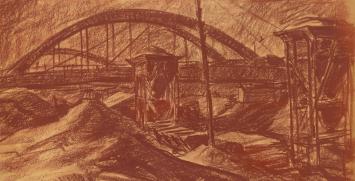 Harmen Klaas Post met een expressionistisch kunstwerk op papier