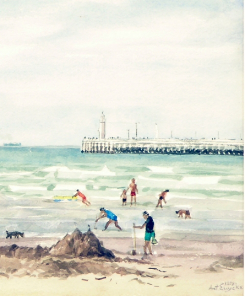 Schilderijtje op papier van Antoon Luyckx uit 1979