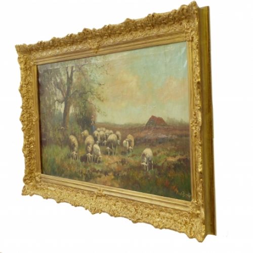 Schaapherderin in landschap