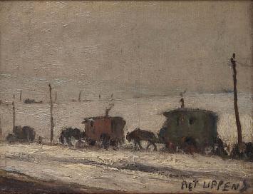 Piet Lippensmet woonwagens en paarden die trekken