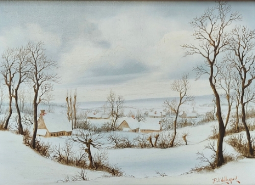 Belgian painter Piet Willequet winterlandscape