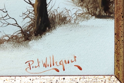 Schilderij, landschap van Piet Willequet uit 1980