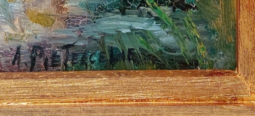 Schilderij van een bos geschilderd door A. Pietecelie