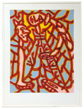 Grote zeefdruk van de Belgische kunstenaar Pjeroo Roobjee kopen