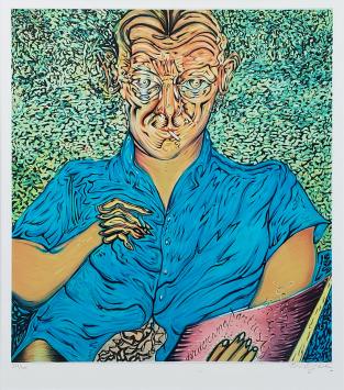 Pjeroo Roobjee met een lithografie