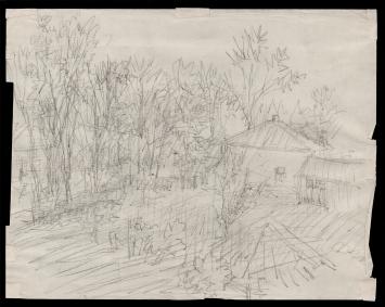 Schets, Man met verbaasde blik en sigaretje (+/- 1900)