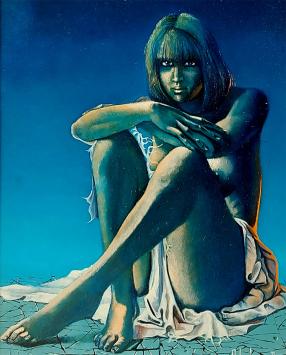 Kunstenaar Pol Liard met een klein schilderij