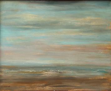 De fijnschilder Pol Verswijver met een zicht op de Noordzee