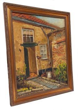 Bernard De Pooter met een schilderij uit 1968