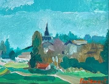 Portenart schilderij zicht op Monceau