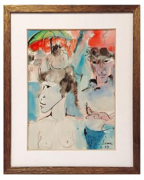 Bernadette Prédair met een aquarel