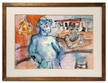 Bernadette Prédair met een aquarel