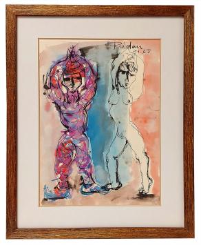 Bernadette Prédair met een aquarel