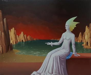 Surrealistisch schilderij van de Brusselse kunstenaar Carl Prévot kopen