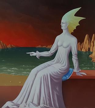 Surrealistisch schilderij van de Belgische schilder Carl Prévot