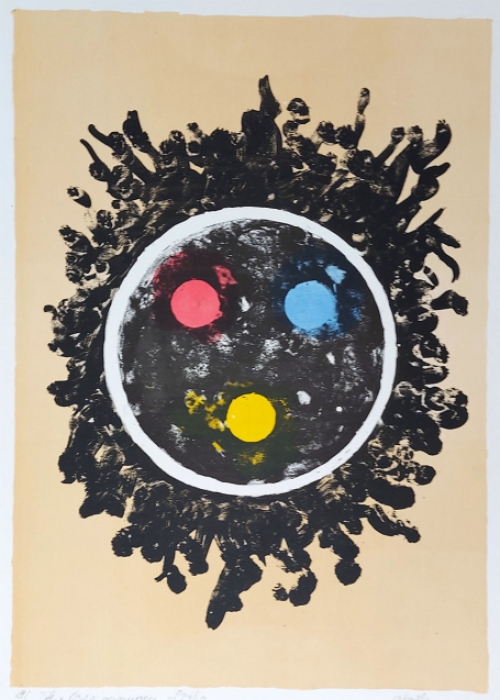 Gustaaf Prils  met een gesigneerde litho