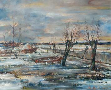 Winterlandschap van de Belgische schilder Prosper De Roover