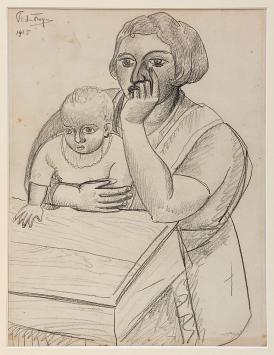Prosper De Troyer met een potloodtekening uit 1925