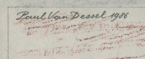 Paul Van Dessel met een tekening 1986